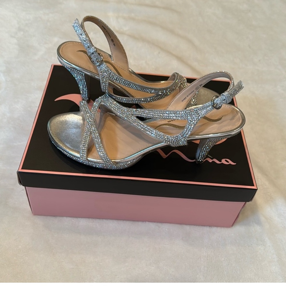 Elegant Silver Strappy Heels